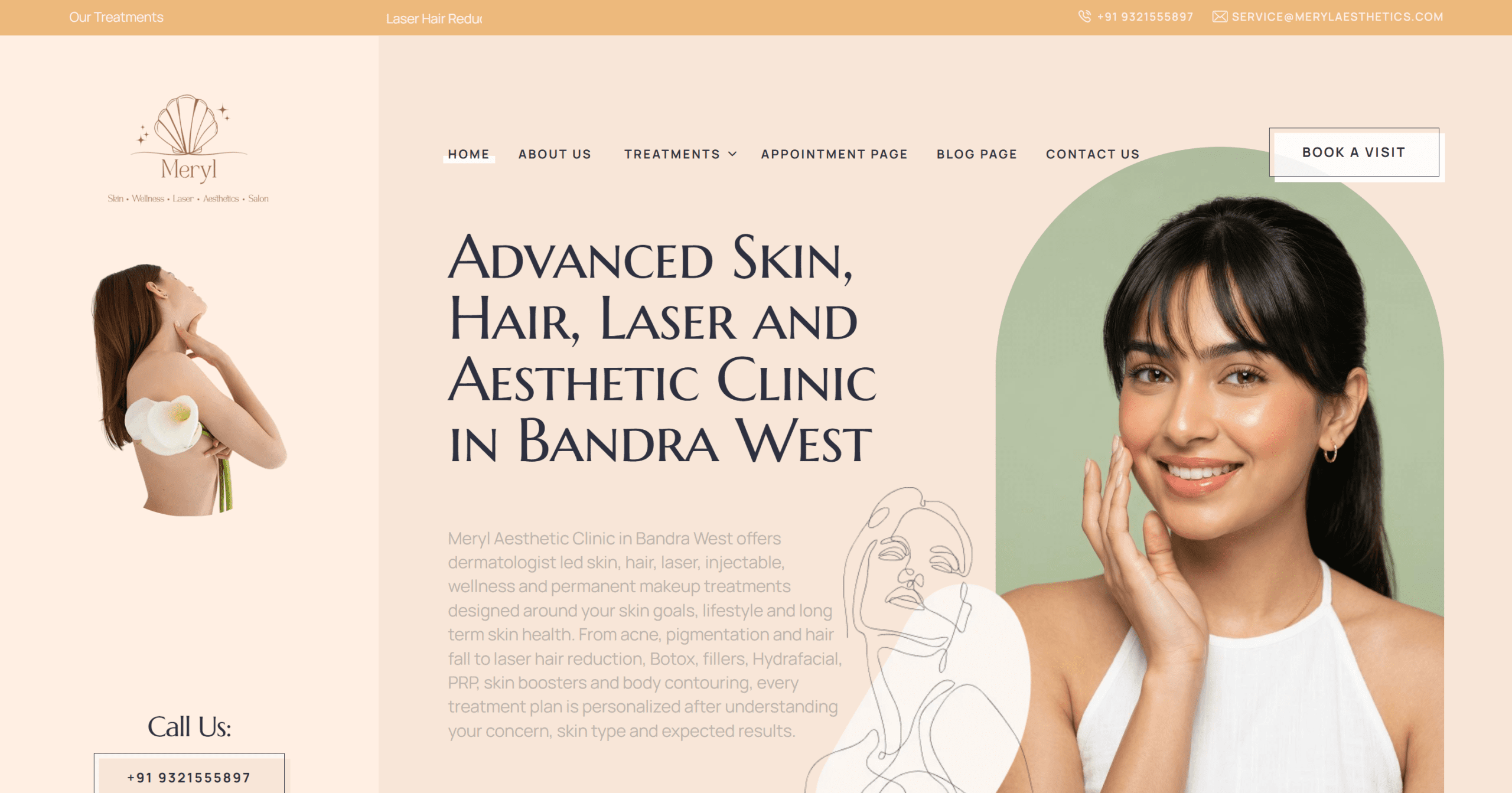 Meryl Aesthetics website case study screenshot by D’Genius Solutions