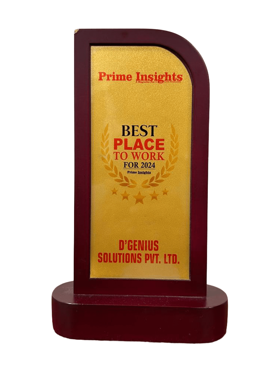 Prime Insights Best Place to Work award for D'Genius Solutions Pvt. Ltd.