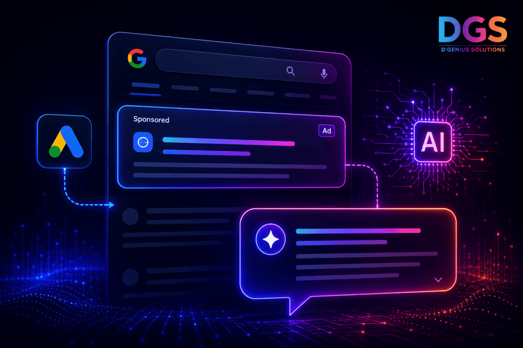AI-generated summaries in search ads with Google Ads and AI search interface
