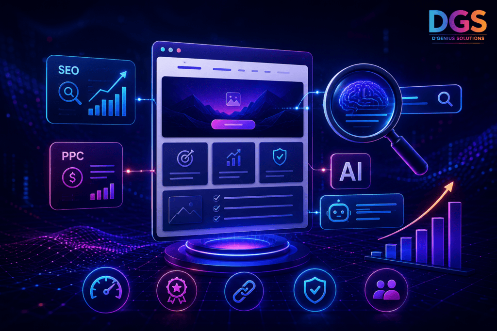 AI-ready landing page with SEO, PPC, and AI search optimization elements