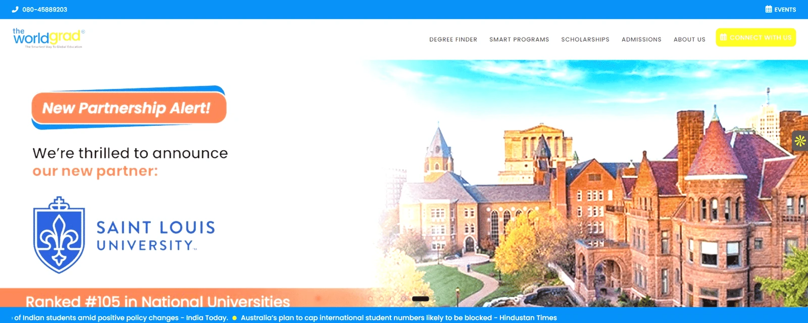 TheWorldGrad SEO case study website screenshot