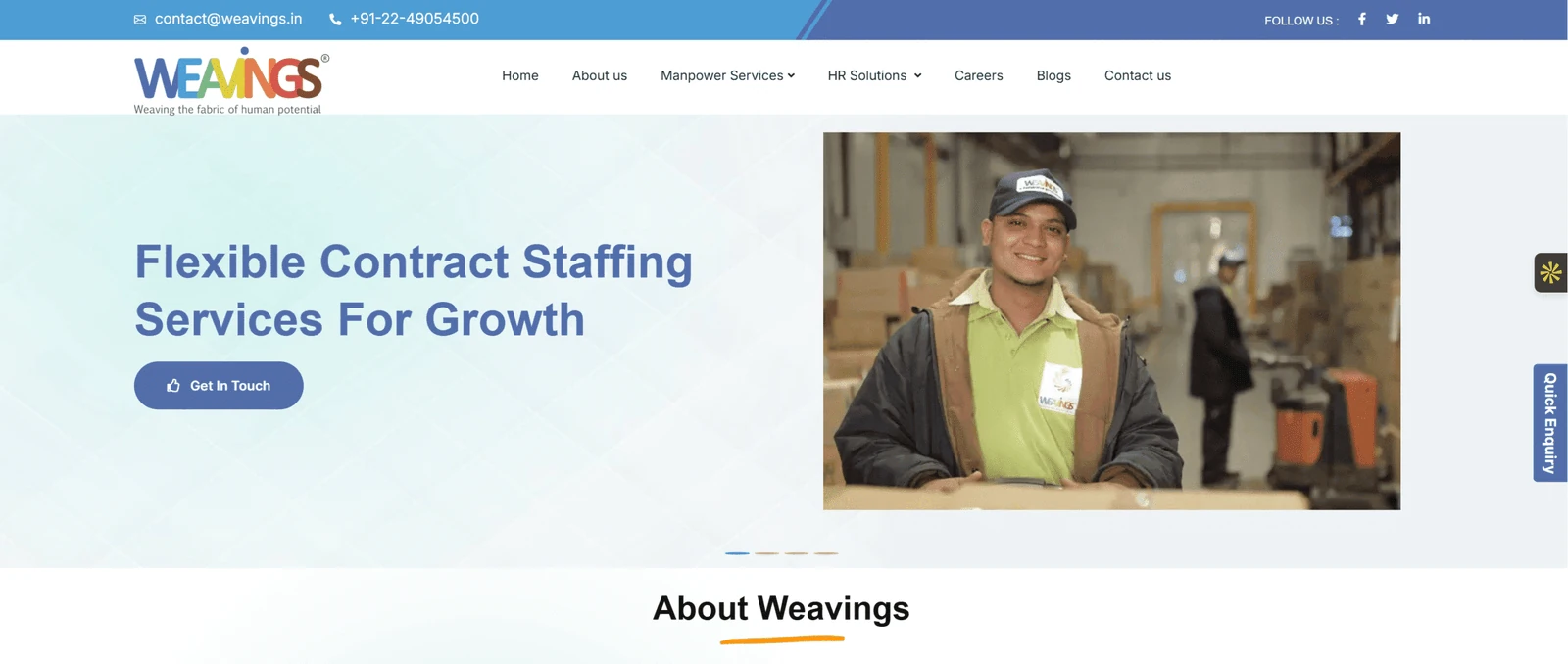 Weavings Manpower SEO case study website screenshot