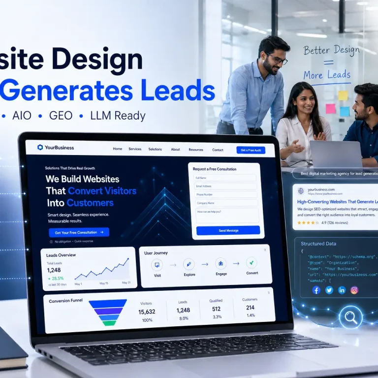 Website design services with advanced SEO strategy dashboard and digital marketing analytics